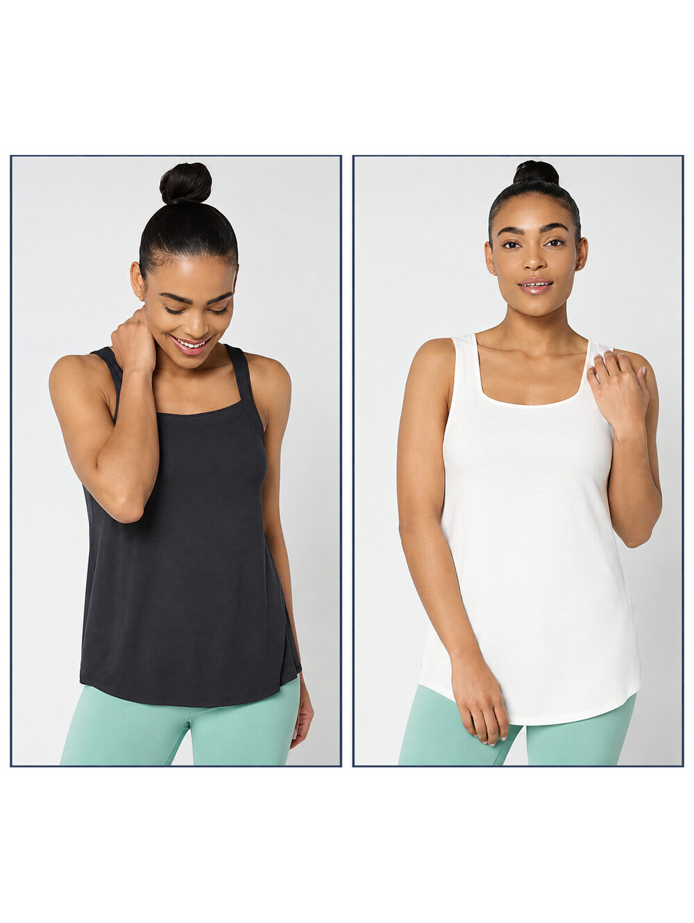 LOGO Layers by Lori Goldstein 2-Pack Square Neck Tank PhantomOffWhite, X-Small